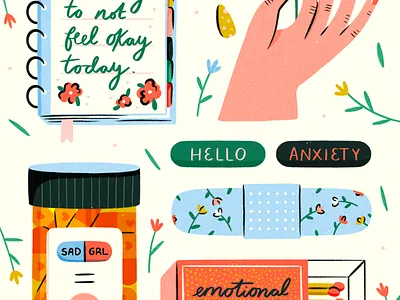 Sad Girl Things design emotions feelings hand drawn illustration illustrator lettering love matchbox pills procreate sad girl self care self love