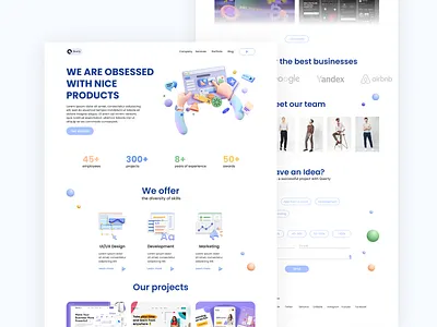 Product Development Landing Page Design branding flat icons illustration landing ui ux vector webdesign