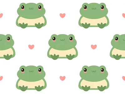 Green cute frog cute baby vector seamless pattern. background drawing frog illustration pattern seamless toad