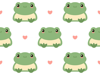 Green cute frog cute baby vector seamless pattern. background drawing frog illustration pattern seamless toad