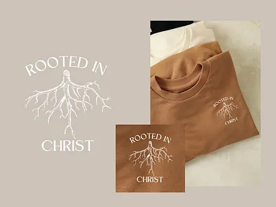 Rooted in Christ T-shirt apparel branding christian church church apparel design illustration jesus sweatshirt t shirt t shirt design typography youngadults