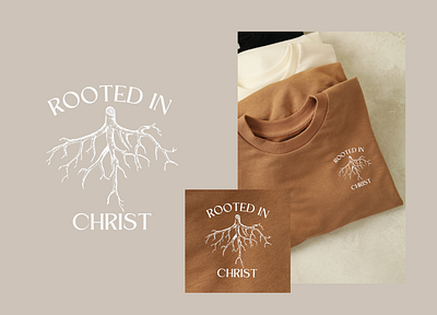 Rooted in Christ T-shirt apparel branding christian church church apparel design illustration jesus sweatshirt t shirt t shirt design typography youngadults