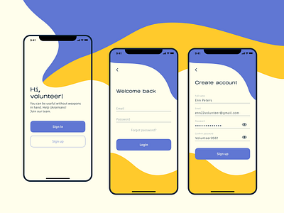 Sign up / sign in app design ui ux