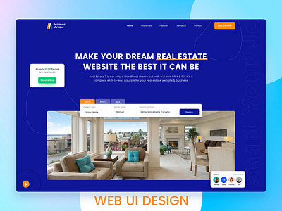 Web Real Estate Hero Banner UI Design banner design figma graphic design hero section real estate ui ux web banner web ui website