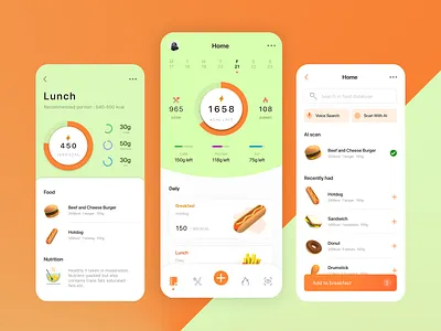 Calorie Counting App app app design branding calorie counting design fitness graphic design health nutrition ui uiux