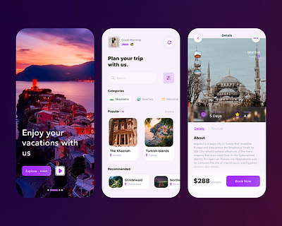 Travel App Design (Free) app app design app ui booking design free freebie holiday leisure ticket ui uiux vacation