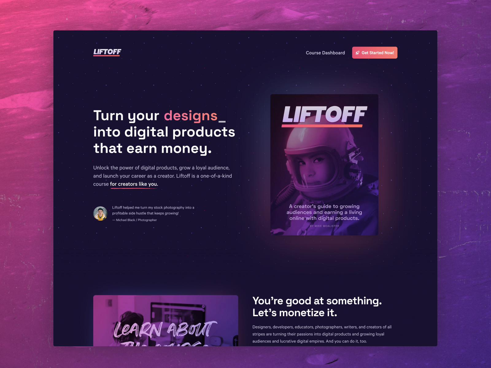Example of Liftoff Creator Course Website