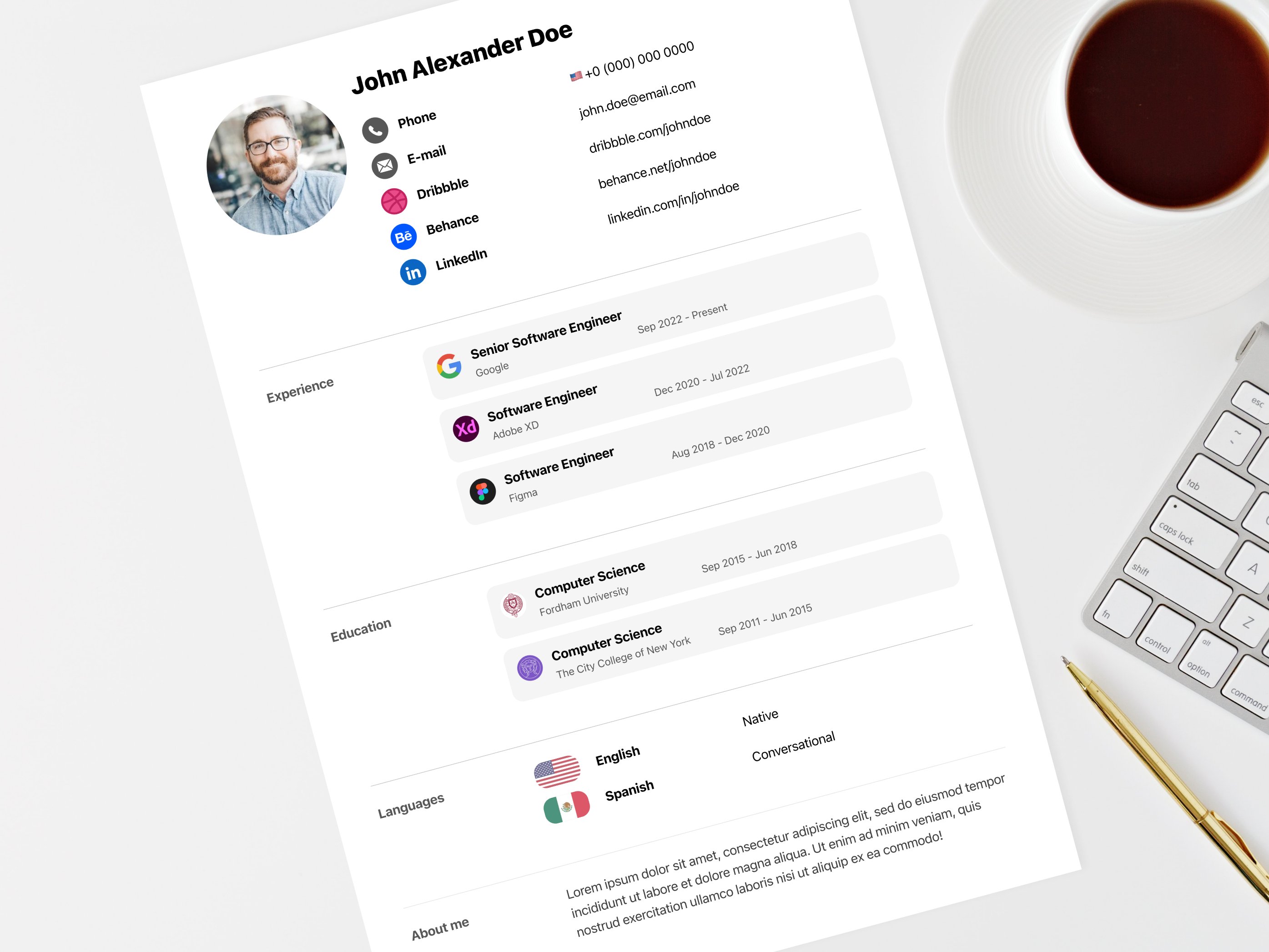 Cv Resume Template Adobe Xd By Gustavs Kalvis Auniņš On Dribbble 1121