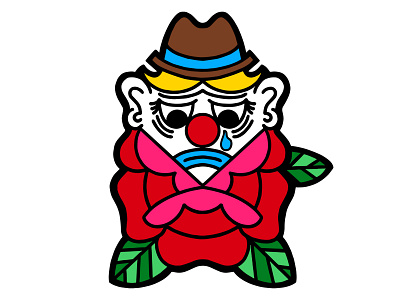 Sad Clown clown design digital graphic design illustration logo rock and roll rose rose tattoo sad clown tattoo tattoo flash vector