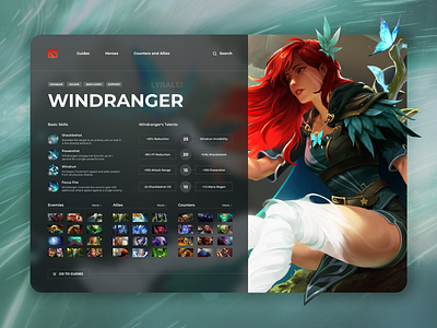 DOTA 2 Guidelines - Windranger | Shot for practice concept design dota dota 2 dota 2 redesign dota guidelines header redesign ui windranger