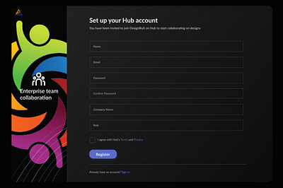 Sign Up dashboard design ui web