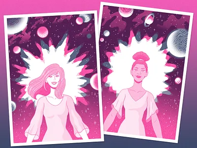 Galaxy Girls blue charity galaxy girls ilustration pink print risograph space