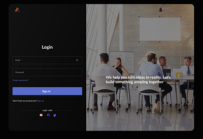 Login Page Dashboard design ui web