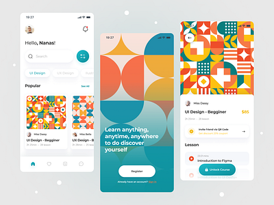 Online Course Mobile App branding design dribbble illustration logo mobile app nft ui uidesign ux