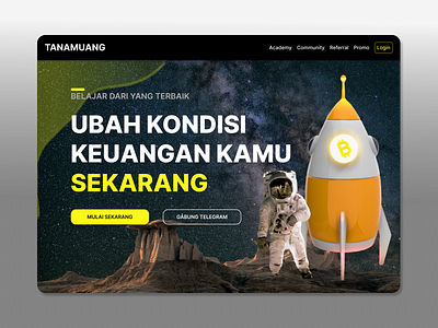 TANAMUANG - Finance Online Course Landing Page astronot bitcoin course crypto design finance landing page landingpage space ui web website