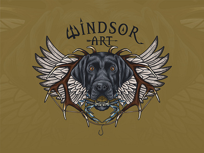 Windsor Art antler badge badge design branding crab dear antler design dog engraving graphic design hand drawing hand drawn hunter illustration logo logo design logo maker vintage vintage logo wings