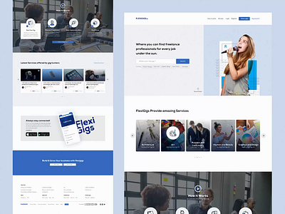 Flexigigs - Freelancing platform website animation company dark ui design dubai ecommerce free ui kit freelance george samuel giggers illustration interaction landing landing page logo lottie motion saudi arabia website white