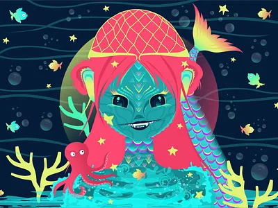 Maree under the sea.. 🌊 character character design characterdesign digital art digital artist digitalart digitalartist illustration illustrations illustrator nft nftcollection nfts