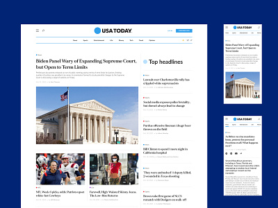 USA TODAY - News Website branding clean ui home page interactive website interface minimal mobile new news news website redesign trend ui uiux ux web concept web design website