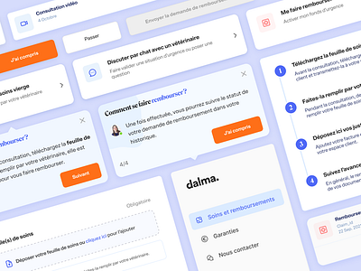 Dalma x The Design Crew - Onboarding Tutorial animal cat components dalma desktop dog help insurance interface mobile onboarding pet product product design tutorial ui ui design ux vet web