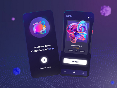 NFT Mobile App Design btc dapp darkui eth ethereumm ios ios15 marketplace minimal mobile mobile app ui design nft nft applocation nft design nft market nft marketplace nft mobile app web3.0