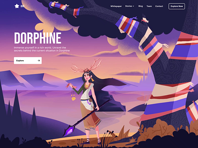 Dorphine Web Landing Page With Illustrations 2d crypto crypto web design game game design game illustration game ui game web game web design graphic design illustration karakaya metaverse motion graphics nft product ui ux web landing page