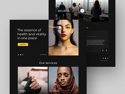 Landing page for beauty salon 2022 branding clean dark design fashion landingpage logo ui ux web website woman