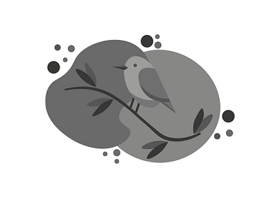 Grayscale Robin illustration minimal vector