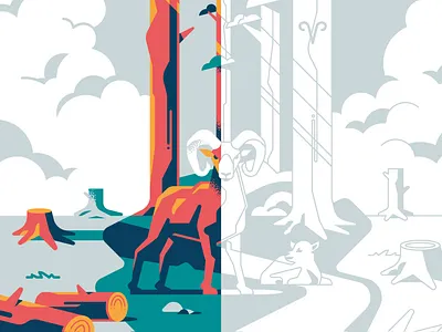 Aries - Making of aries character climate change geometric illustration making of nature outline ram tree zodiac