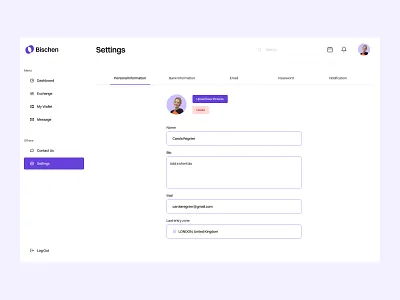 Bischen: Personal Information Interaction component configuration dashboard data management data table design desktop editor form hover interface manage management report saas dashboard setting settings setup ux uı