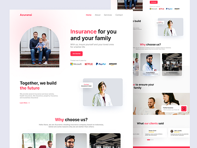 Azuransi - Insurance Landing Page app design illustration insurance insurance landing page landing page landing page design mobile app design mobile ui portfolio simple design ui ui design uiux website website design