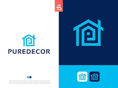 Puredecor animation branding classic logo creative logo design décor logo graphic design home logo home p logo house logo illustration letter p home logo letter p logo letter p with home logo logo logo design logodesign modern logo p home décor logo ui