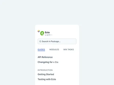 HexDocs.pm Sidebar Explorations animation dark ui dashbit dribbble elixir erlang exploration flat design hex hexpm minimal navigation nepal open source sidebar sidebar design