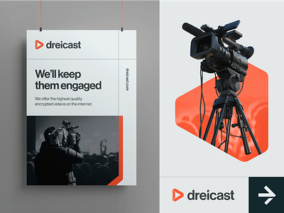 Dreicast - case study agency brand branding design digital filming guidelines key visual layout logo logotype orange swiss vector video production