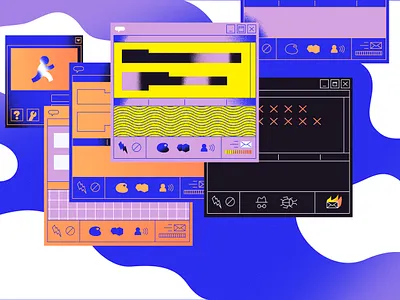 Hacking AOL browser desktop editorial email icons illustration texture tools ui window