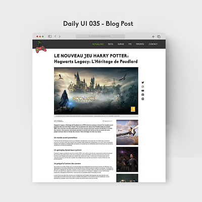 Daily UI 035 - Blog Post 035 blog blog post daily ui 035 dailyui design game graphic design harry potter jeux vidéo post publication ui web