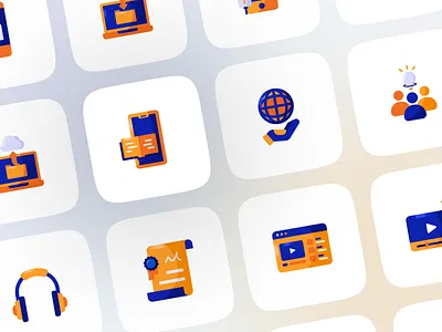 Online Learning Icon Illustration - Education Icon Set 2d illustration brand design brand identity color colorful eductaion flat icon flat illustration icon icon design icon pack iconography illustration line art logo online learning study app ui ux vector illustration