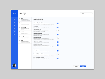 DailyUI #007. Settings app atop blue dailyui design desktop graphic design ide illustration landing logo setting setting page settings ui ux vector visual studio