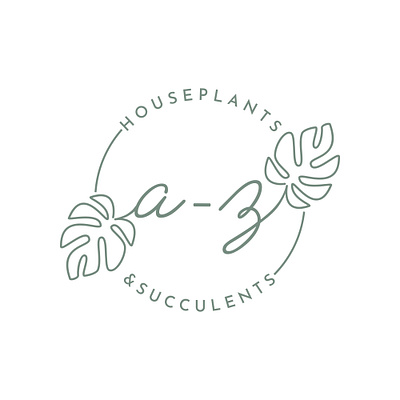 Logo - A - Z Houseplants & Succulents branding business design floral flower graphic design green illustration logo modern monstera natural plants shop succulents typography vector