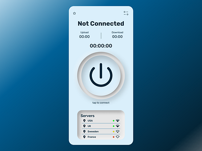 VPN mobile app app design neumorphism ui uidesign uiux ux vpn