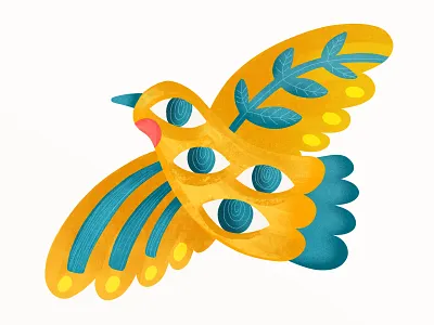 Bird of peace bird character eye illustration kidlit kids mixed media peace procreate