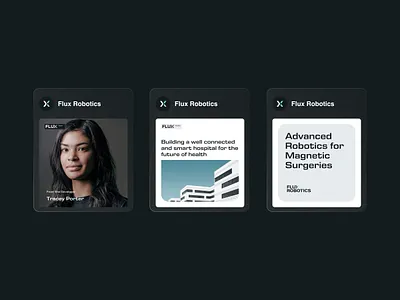 Flux Robotics - Showcase brand identity branding clean glass glassy healthcare instagram logo medtech minimal mockup robot robotics social media startup transparent