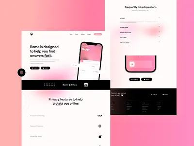 Rome - Landing Page clean header hero home homepage interface landing landing page minimal site ui ui design uiux ux vpn landing page web header web page webdesign website website design