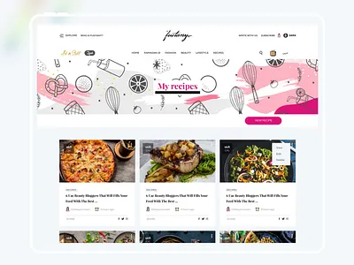 Fustany Fashion and Lifestyle Website - Recipes 3d animation branding dark ui design ecommerce fashion free ui kit fustany george samuel graphic design horoscope illustration interaction landing page lifestyle logo motion graphics recipes ui