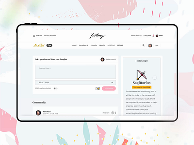 Fustany Fashion and Lifestyle Website - Horoscope 3d animation branding dark ui design ecommerce free ui kit fustany george samuel graphic design horoscope illustration interaction landing page lifestyle logo motion graphics ui