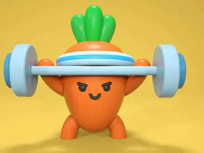 3D Body Builder 3d 3d design 3d designer animation art blue body builder branding carrot cinema 4d design exercise funny graphic design green illustration orange ui vagetable