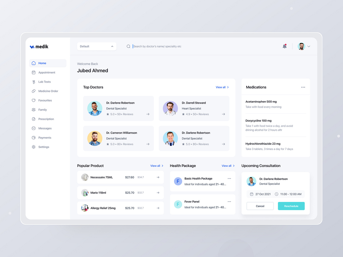 Medical Admin Dashboard by Sajib Rahman for UIHUT - UI UX Design Agency ...