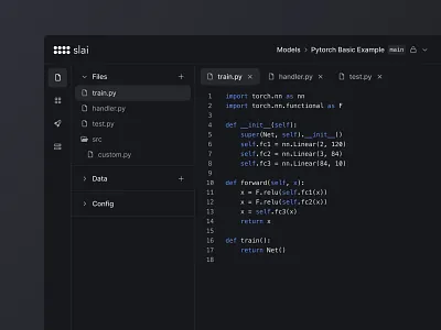 Slai – Developer Sandbox code dark design developer development machine learning saas sandbox ui user experience user interface