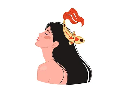 Woman with fish art asianwoman design fish illustration model stickers stickersforlaptop vector woman womanwithfish