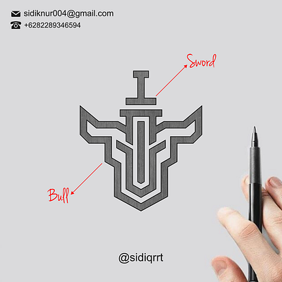 sword bull branding design graphic design icon illustration logo minimal typography ui vector